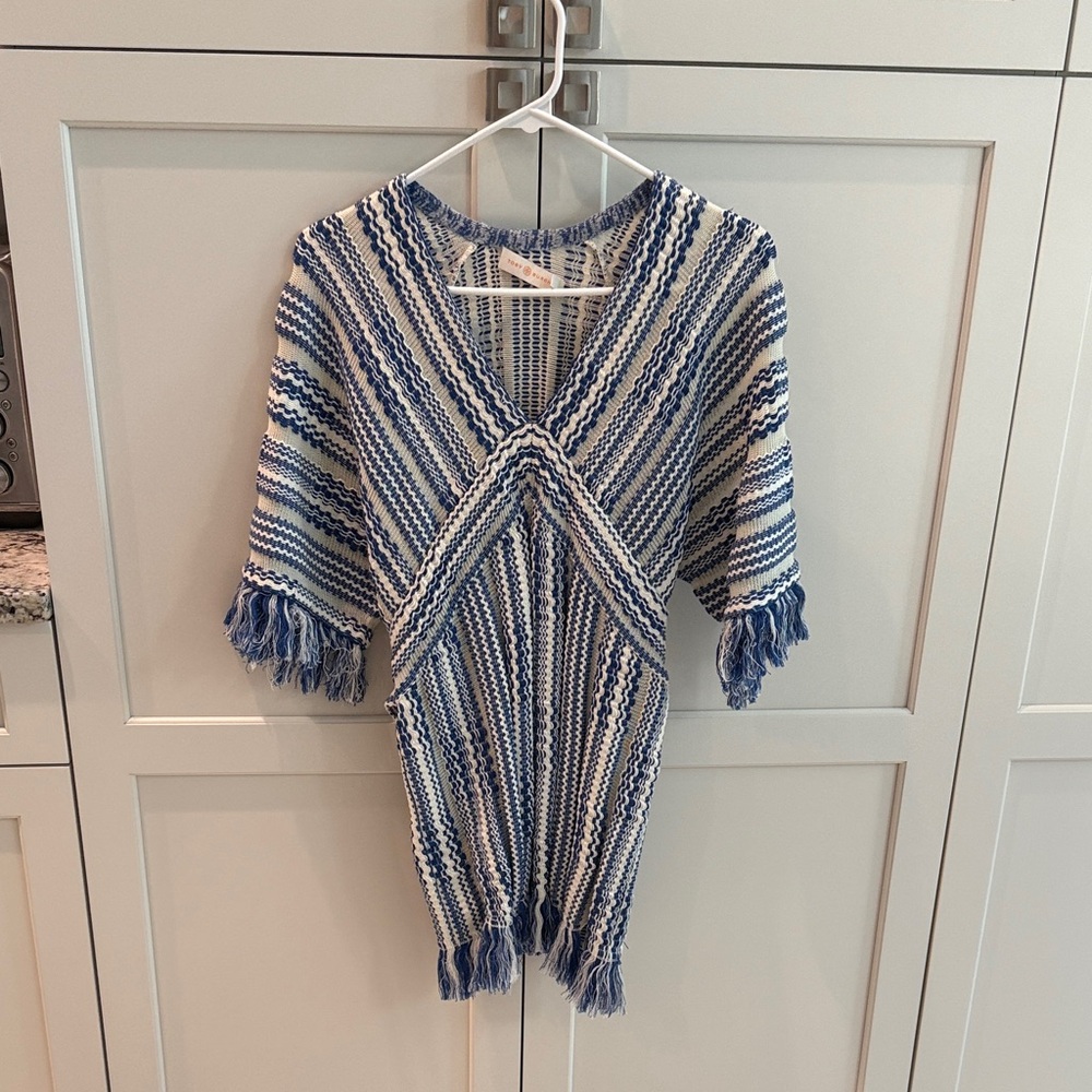 Tory Burch Navy and Cream Striped Tunic